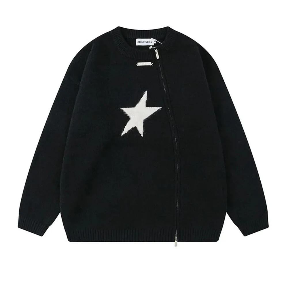 

2025 Winter New Men's Zipper Long-Sleeve Sweater American Retro Fashion Trendy High Street Casual Loose Niche Men's Tops