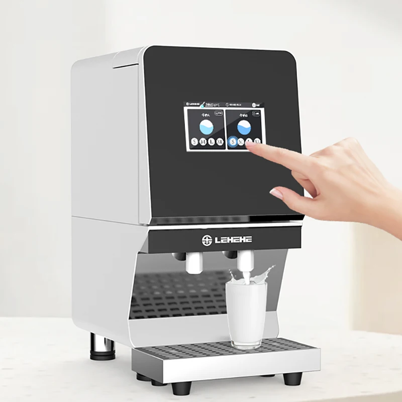 Dual Head Touchscreen Professional 2 Container 4L Automatic Milk Dosing Machine With Milk Fridge For Coffee And Tea Shop