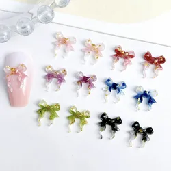 50pcs Resin Ribbon Bow Nail Charms Glow-in-the-dark Bowknot Nail Art Decoration French Nail Accessories DIY Crafts