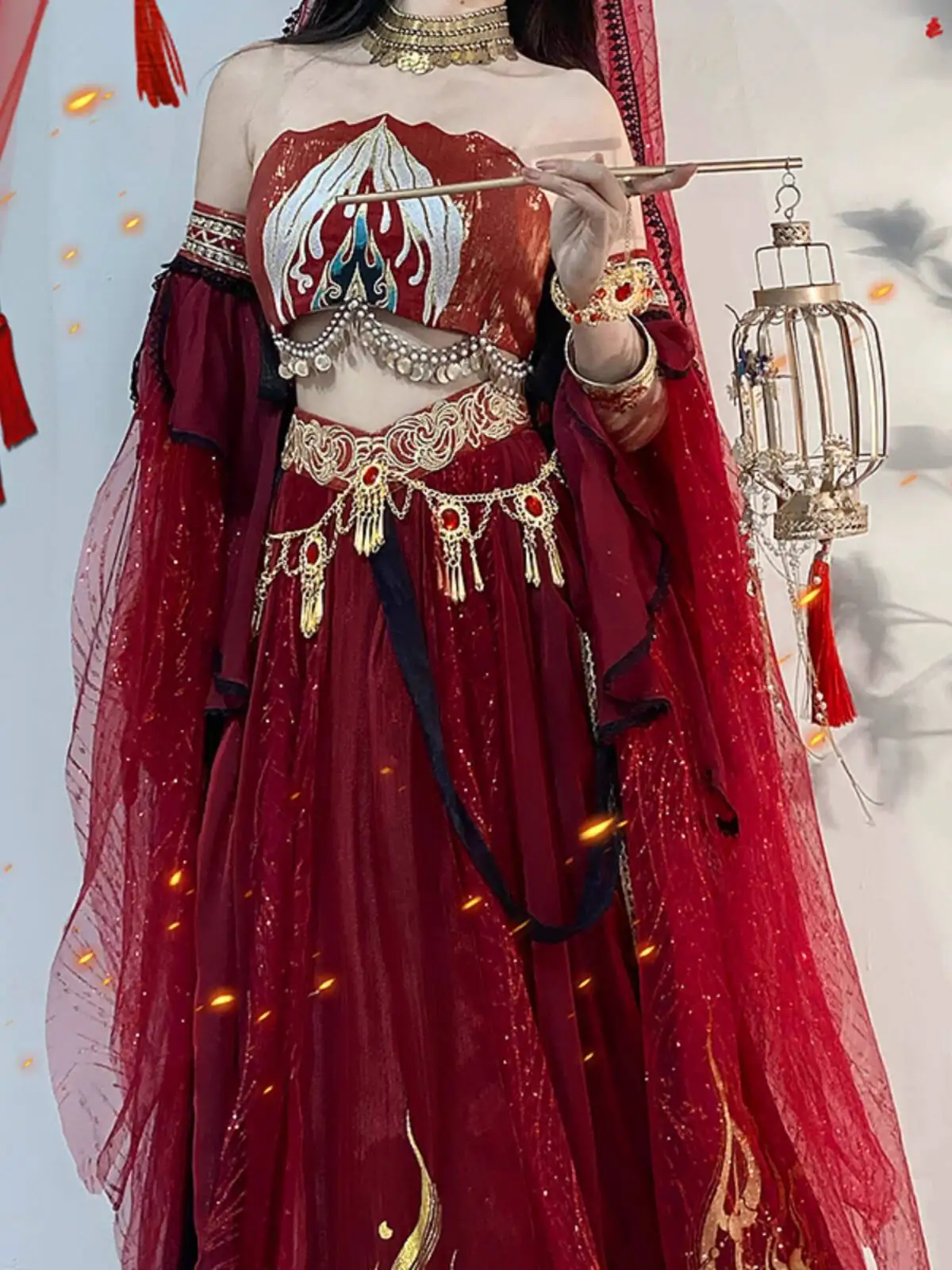 تنورة جديدة على الطراز الغربي للمنطقة الغربية Dunhuang صناعة ثقيلة Hanfu للسيدات عناصر هان فييستا كرنفال الهالوين كوس كوسبلاي