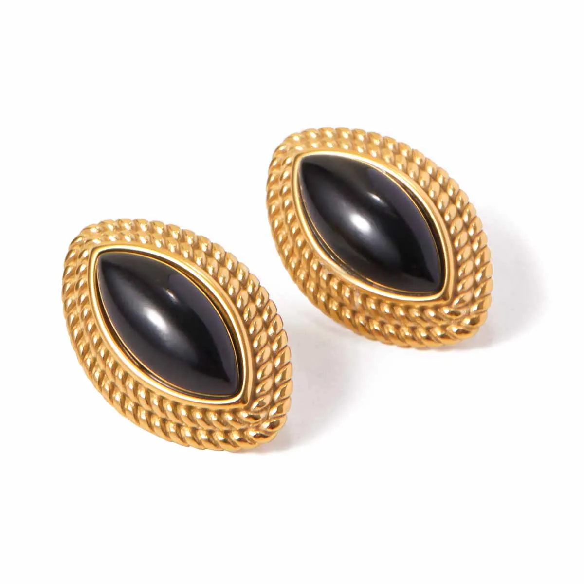 

Luxury Onyx Horse Eye Earrings for Women Gold Plated Stainless Steels Jewelry Gift Trendy Shiny Designed Earrings