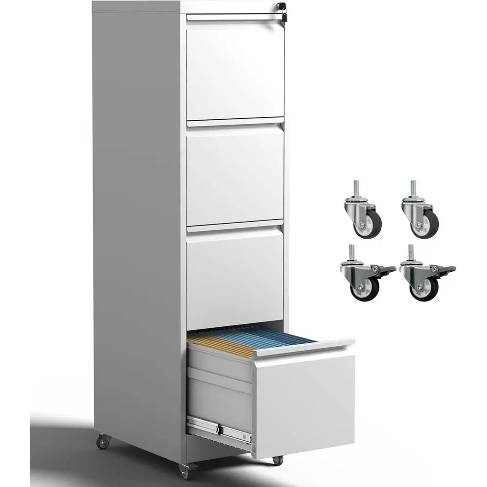 

Rolling Metal File Cabinet with Lock, Heavy Duty Storage for Home or Office, Fits A4/Letter/Legal Files, Assembly Required