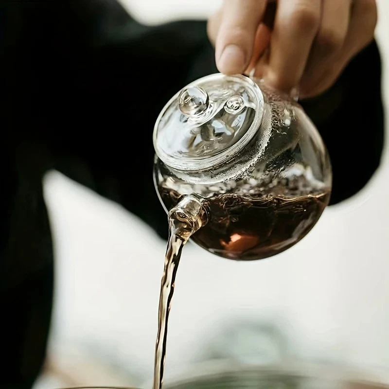 إبريق شاي زجاجي شفاف صغير 120/200 مللي إبريق شاي عالي البورسليكات لإبريق الشاي الساخن لشخص واحد يستخدم شاي الكونغ فو للمنزل والمكتب والمقهى