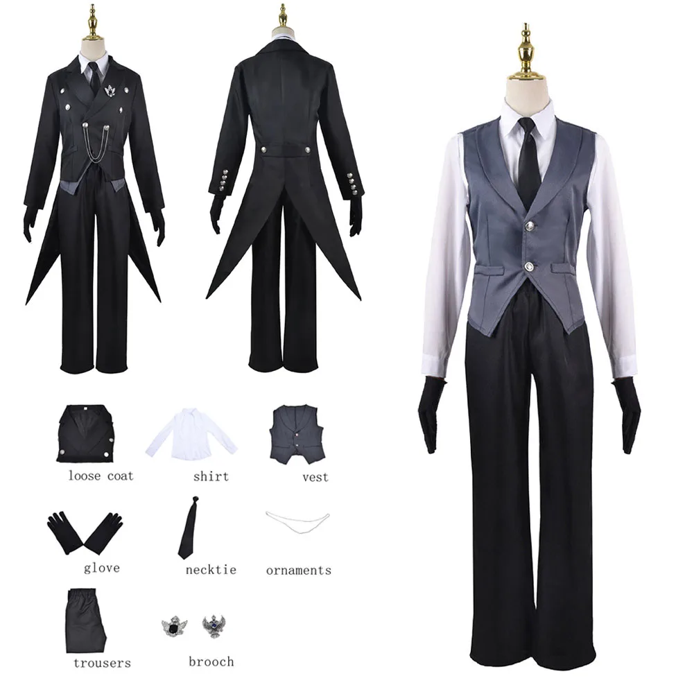 

Fantasia Black Butler Sebastian Michaelis Cosplay Anime Kuroshitsuji Costume Disguise Adult Men Uniform Outfits Halloween Suit