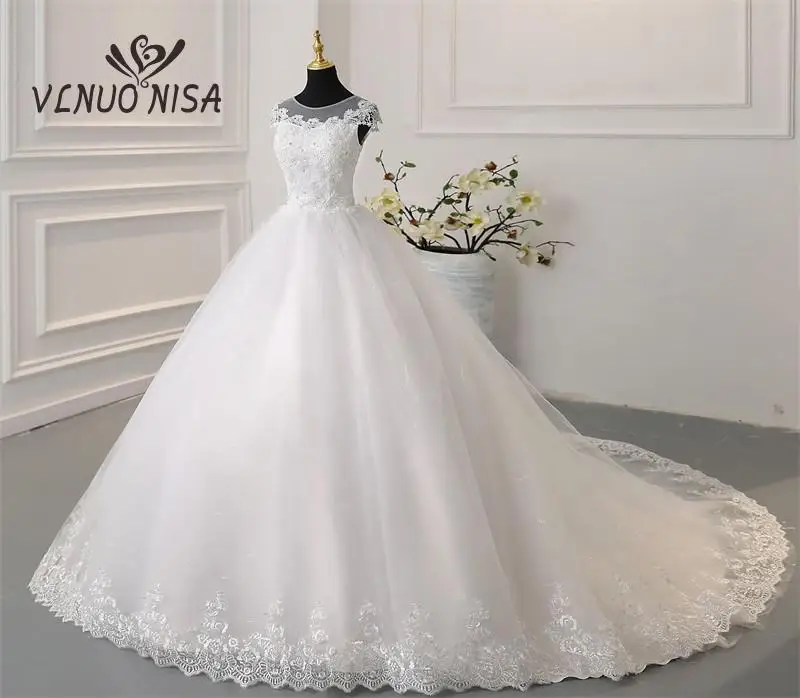 

Fashion Elegant O Neck Wedding Dress 2024 New Lace Beading Embroidery Appliques Real Image Gown Plus Size Vestido De Noiva