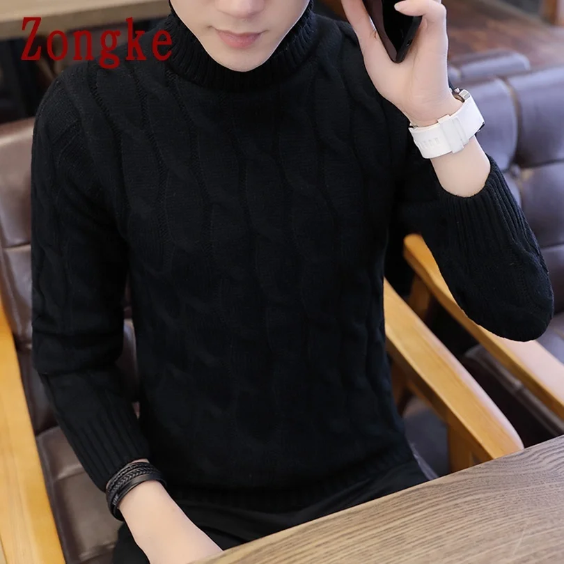 White Turtleneck Men Clothes Winter Sweater Men Coats Solid Striped Pullover Mens Turtleneck M-2XL 2023 New Arrivals