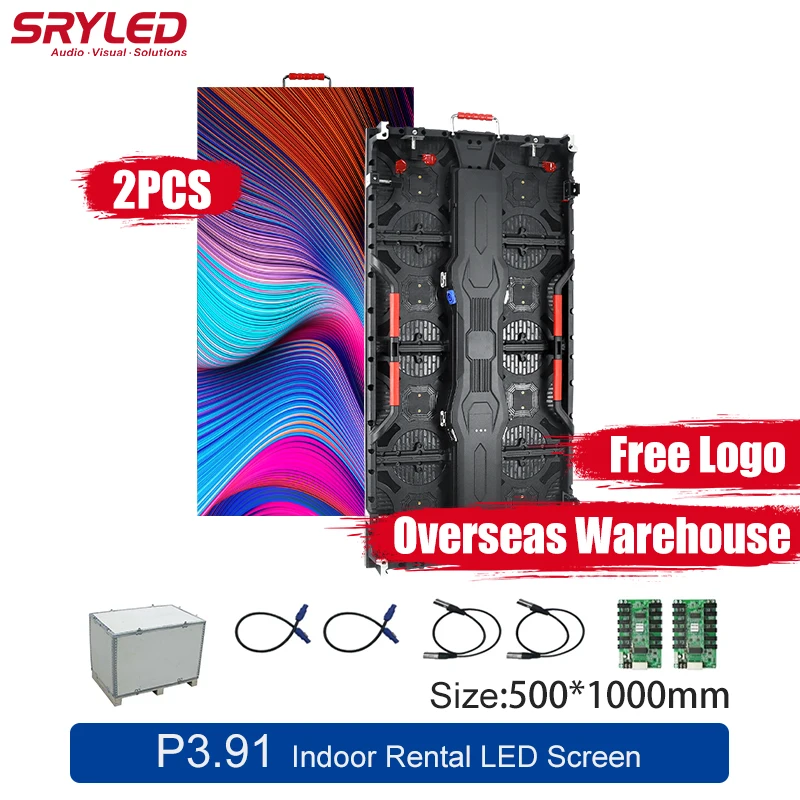 

SRYLED Indoor Rental P3.91 Led Display Panel 500x1000mm SMD2121 Stage LED Screen Event Background Led Video Wall Panel Free Logo