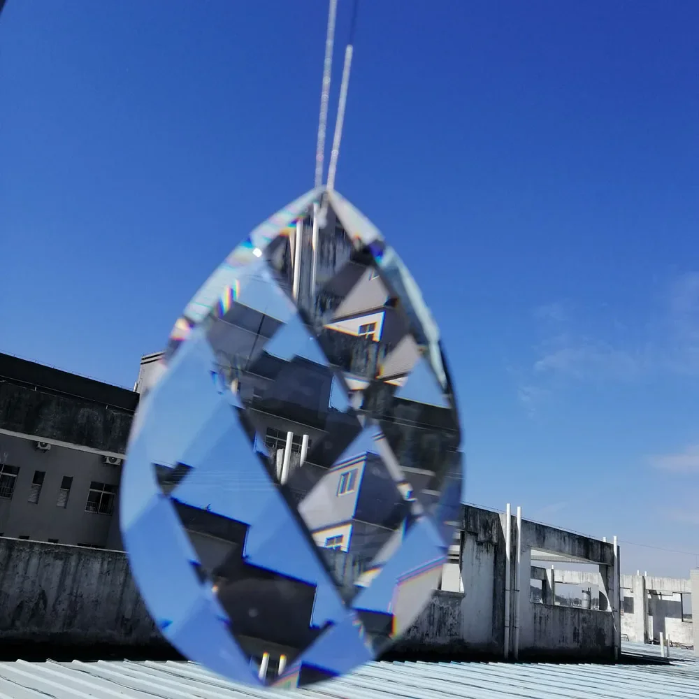 Camal 1PCS 75mm 클리어 그리드 K9 크리스탈 유리 매달려 크리스탈 프리즘 펜던트 샹들리에 SunCatcher 홈 웨딩 장식 액세서리