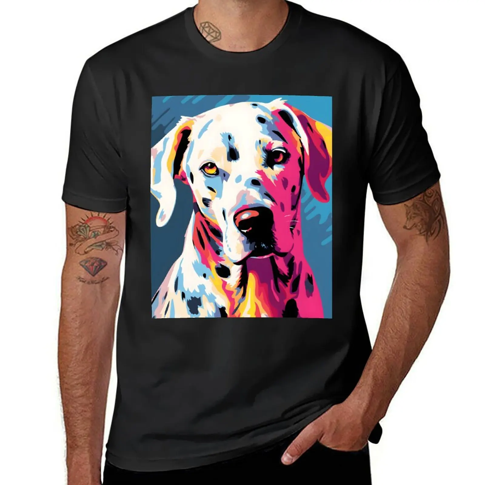 Dalmatian dog portrait colorful art set T-Shirt plain anime clothes korean fashion animal prinfor boys T-shirt men