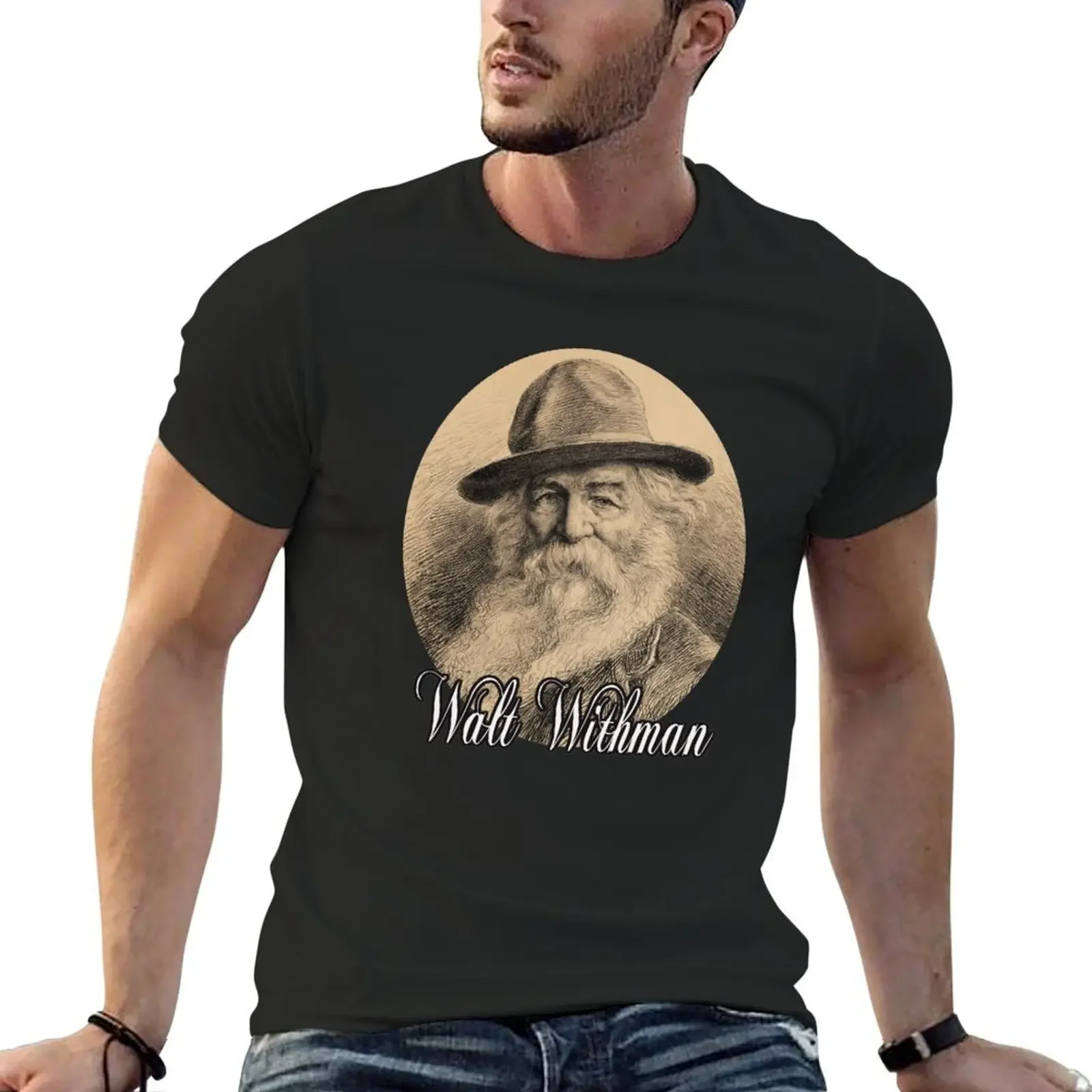 Walt Whitman HD Portrait by V. Gribayédoff(1890) T-Shirt Blouse graphics Short sleeve tee t shirts for men pack