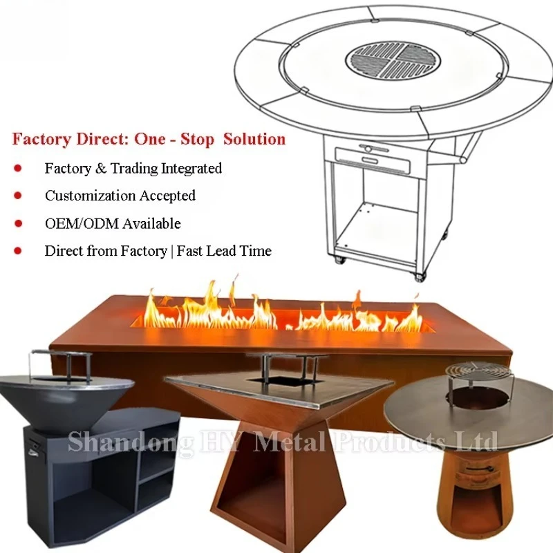 2026Hot Features: Fast Heating | Corten Steel Wood Burning Outdoor Fire Pit -Patio Furniture Set with Fire Pit