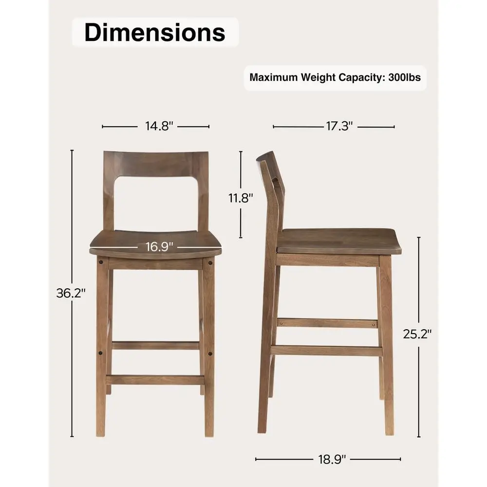 

Barstools Set of 4, Counter Height Bar Stools Armless Farmhouse Wooden Bar Dining Chairs with Back amp Footrest for Kitchen Isl