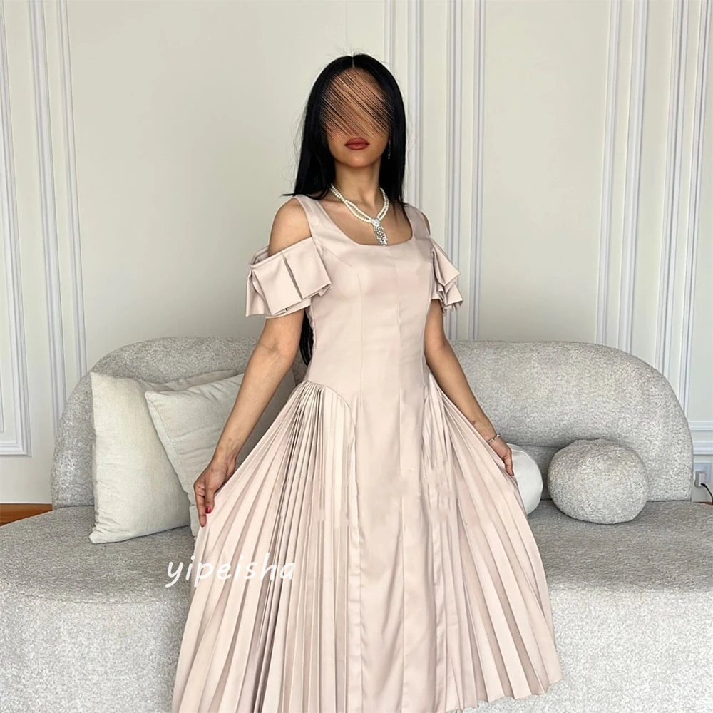 Robe de Quinceanera drapée en satin froncé, robes trapèze, épaules dénudées, sur mesure, occasion, manches longues