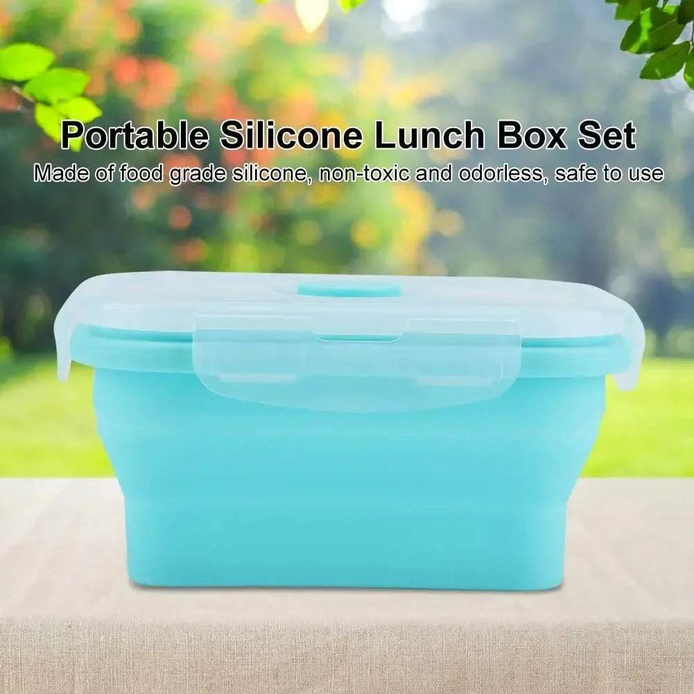 4 Sizes Collapsible Silicone Food Container Portable Bento Lunch Box Microware Home Kitchen Outdoor Food Storage Containers Box