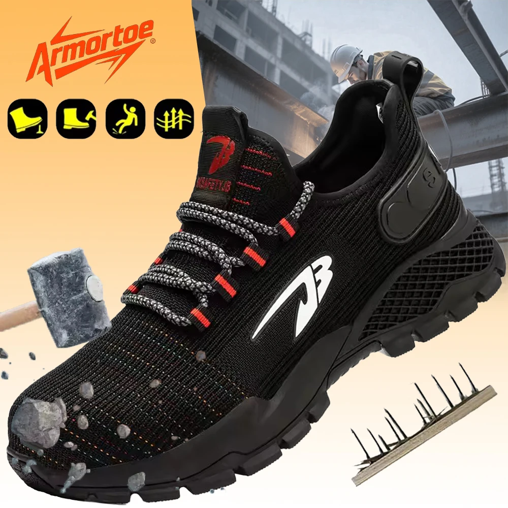

ArmorToe Four Seasons Steel Head Safety Shoes Breathable Wear-resistant Anti-smash Anti-stabbing Work Shoes #Armor2808