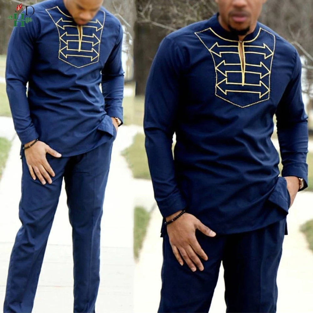 H & D 2022 Kid Boy abiti africani t-shirt a maniche lunghe pantaloni abito per bambini Dashiki ricamo abbigliamento festa indossa abiti