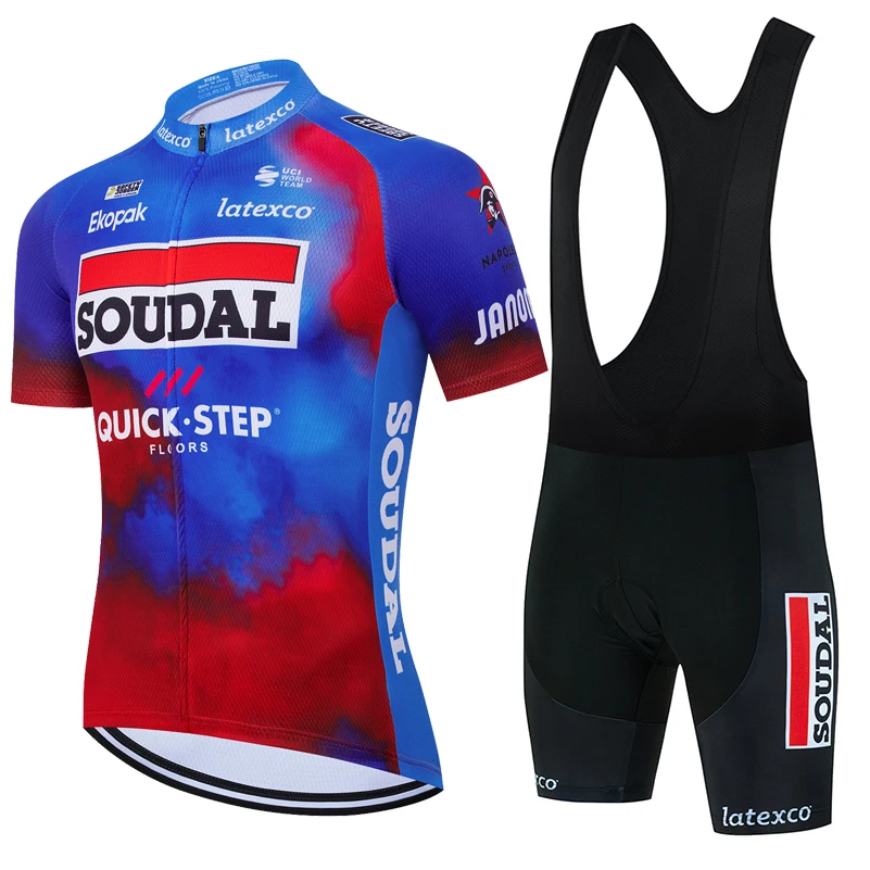 

SOUDAL 2025 НОВЫЙ спортивный комплект Quick Step, мужские велосипедные шорты, одежда для горного велосипеда, велосипедный нагрудник, трикотажный костюм, летняя форма, быстросохнущая