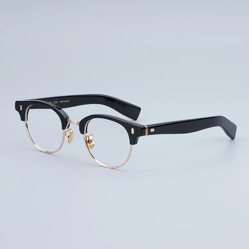 Japanese 645 Brand Original Acetate Round Glasses Frames Men  Eyeglasses Handmade Titanium Women Tortoise Eyewear