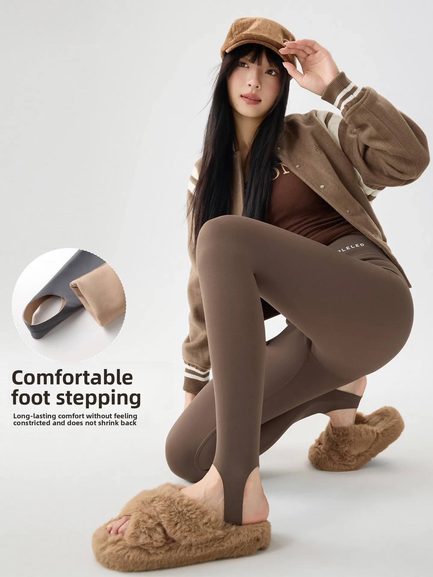 

2025 New Women's High-Waisted Fce Lined Yoga Pants Footed Long Trousers Autumn Winter plus Size Abdomen Control Casual Wear