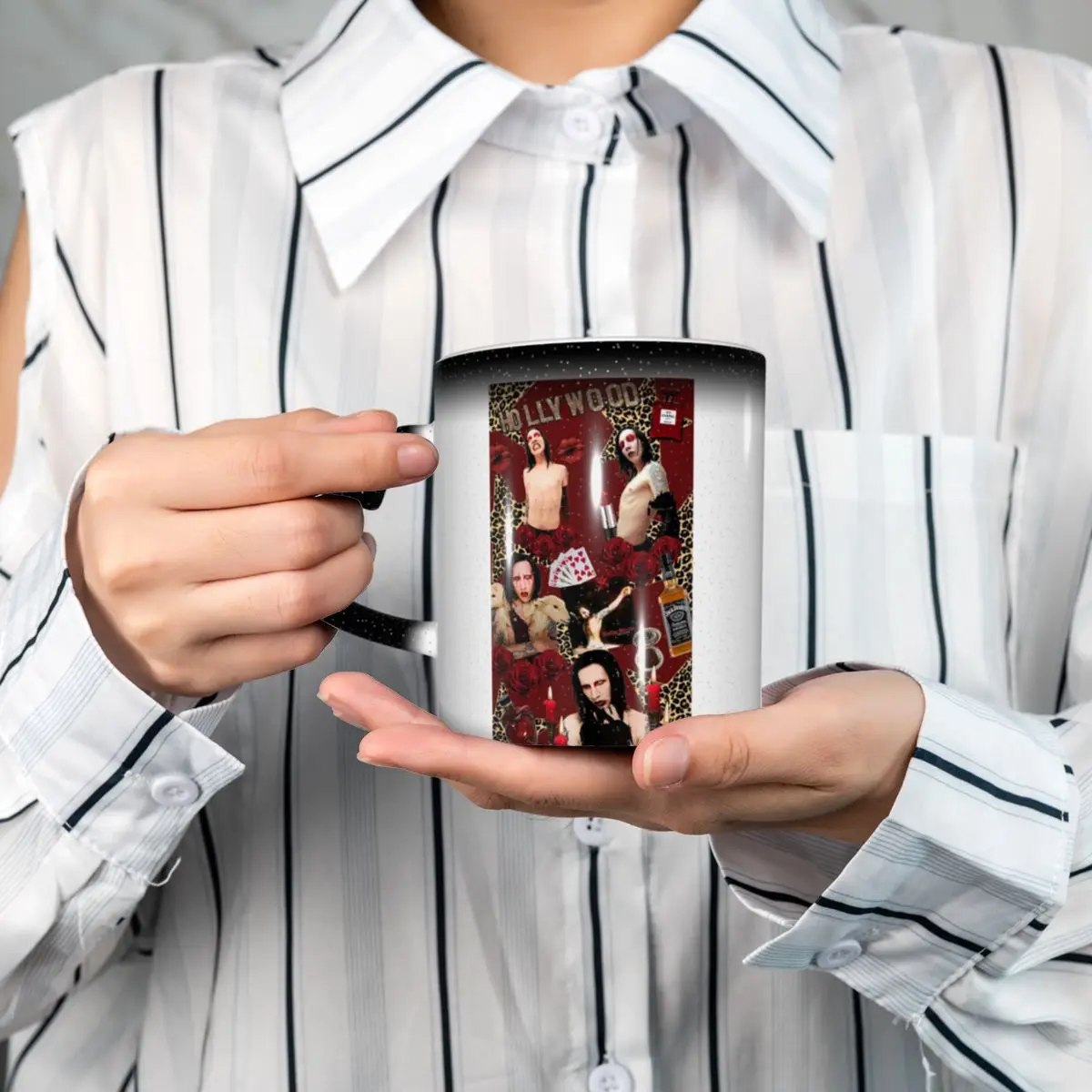 Marilyn Manson Glitch Fan Gift Music Mug Funny Ceramic Coffee Cups Tea Mugs Milk Cup Drinkware Gift for Friends