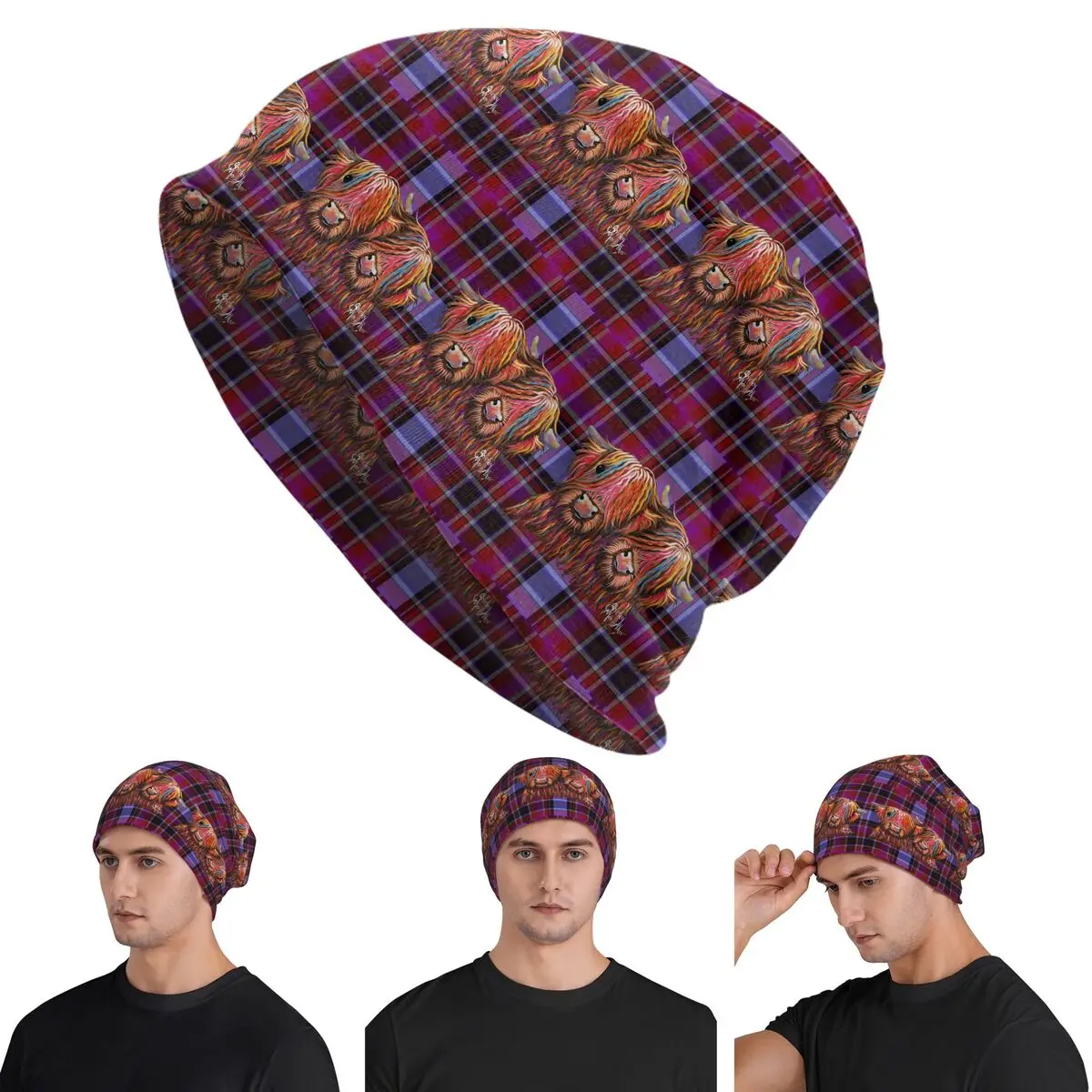 

Шапки-бини Highland Cow Animal Skullies, теплая осенне-зимняя уличная шапка, вязаные шапки для мужчин, женщин и взрослых
