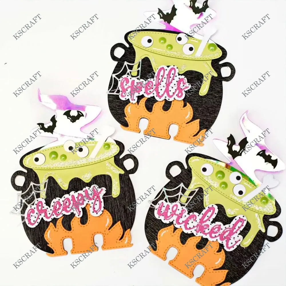 KSCRAFT Halloween Cauldron Memorydex Cutting Dies Stencils for DIY Scrapbooking Decorative Embossing DIY Paper Cards view 3