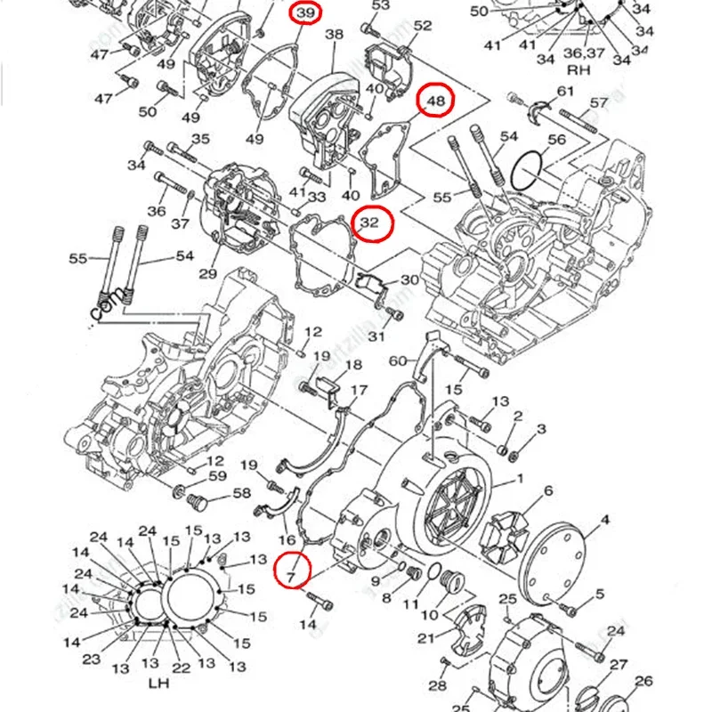 Motorcycle Engine Right Left Crankcase Cover Gasket Kit for Yamaha Road Star XV1600 1999-2003 XV17 XV1700 2002-2014