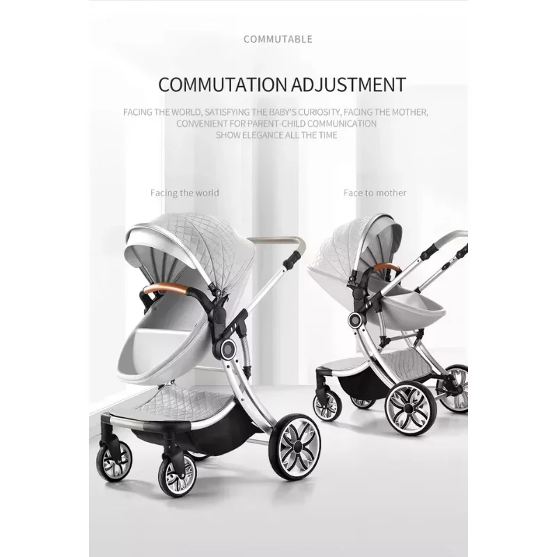 passeggino per bambini 4 in 1 Paesaggio alto 3 in 1 carrozzina per bambini forte design a guscio d'uovo lettino per il trasporto passeggino personalizzato