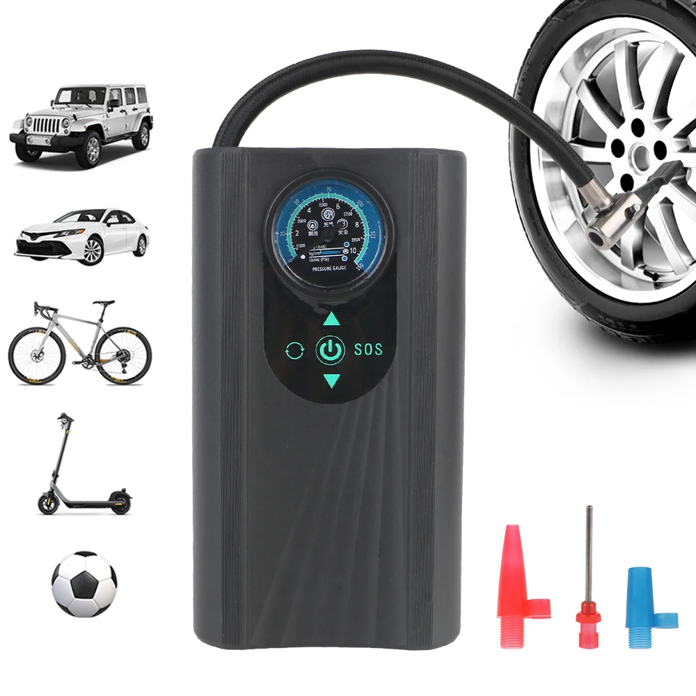 Für Motorrad, Auto, Fahrrad, elektrischer Luftkompressor, tragbare Luftpumpe, hochpräziser Motorrad-Reifenfüller, schnelles Aufpumpen, 12 V