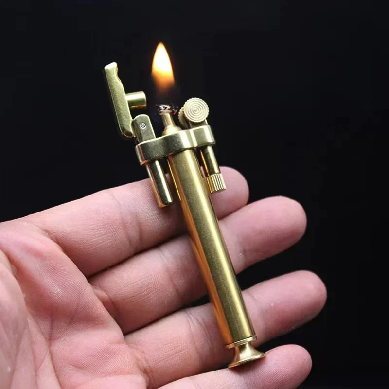 Torch Shape ，Bamboo Shaped Lighter Small and Portable Classic Retro Kerosene Lighter Men's Play Gadgets