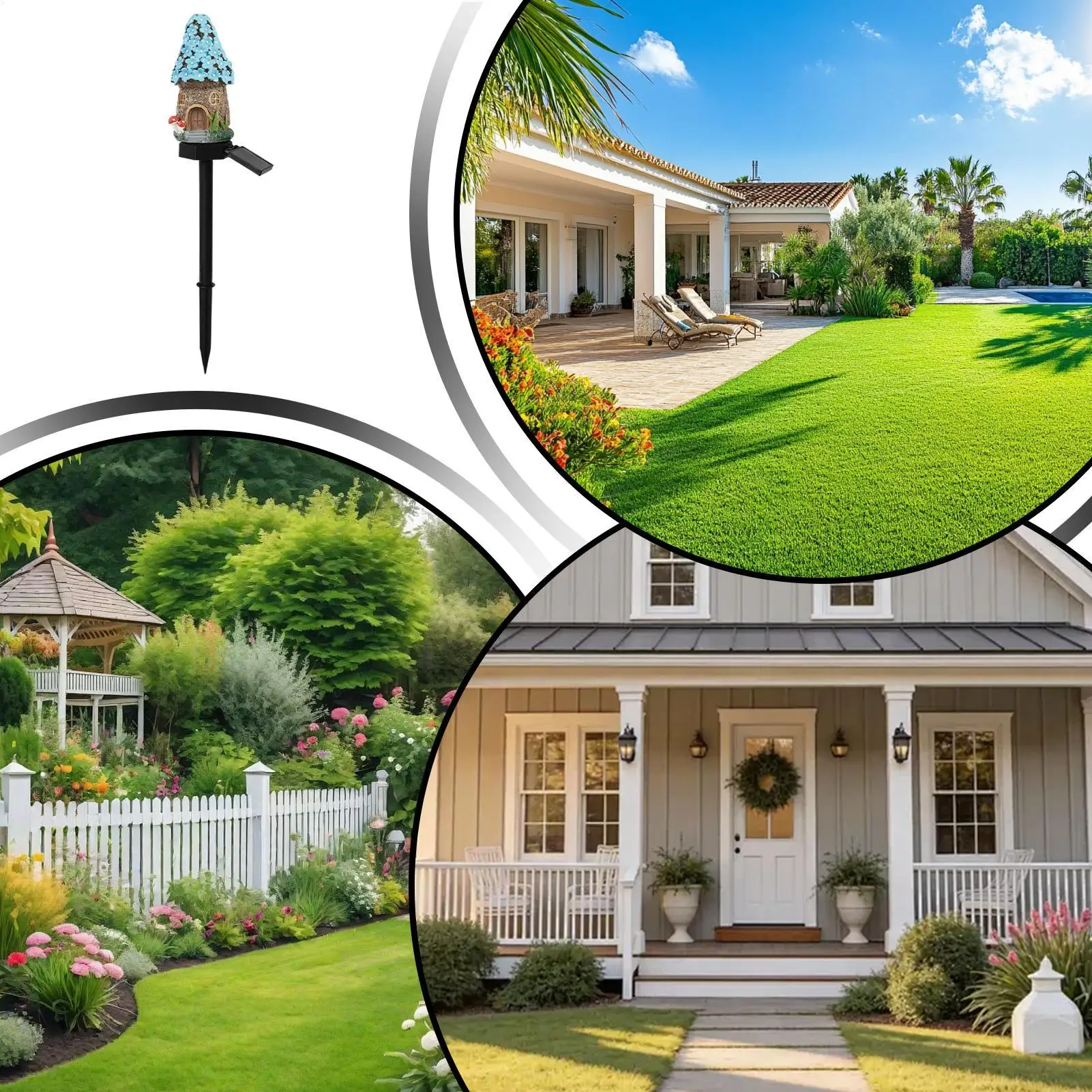 

Solar Mushroom Auto On/Off Cottage LED Statue Lamp Fairy Houses Mushroom Garden Decor For Flower Bed Yard Balcony Patio Driveway