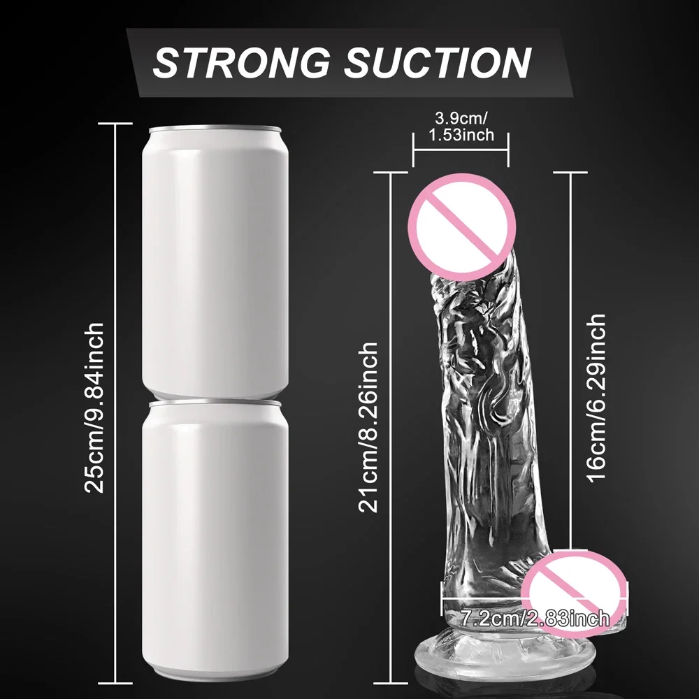 4 Sizes Transparent  Soft Jelly Dildo Realistic Fake Dick Penis Sucker Butt Plug Sex Toys for Woman Men Vagina Anal Sex Toys