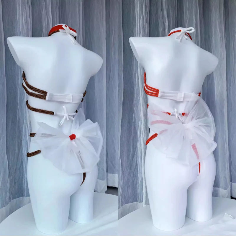 Womens Anime Psychic Cosplay Costumes Tie Uniform Japanese Kimono Witch Uniform Sexy Bikini Lingerie Set Halloween Costumes OA25