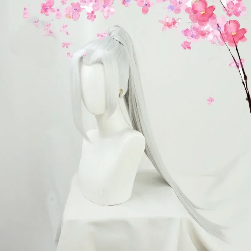 

Bai Wuxiang wig long silver white 85cm ponytail anime Tian Guan Ci Fu heaven official's blessing cosplay costume synthetic hair