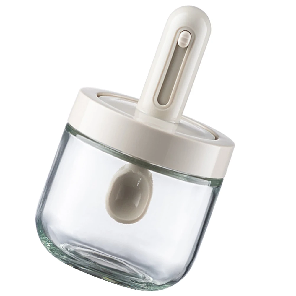

Glass Kitchen Seasoning Jar Spice Container Salt Condiment Bottle Airtight Storage Jar with Spoon Household Organizer