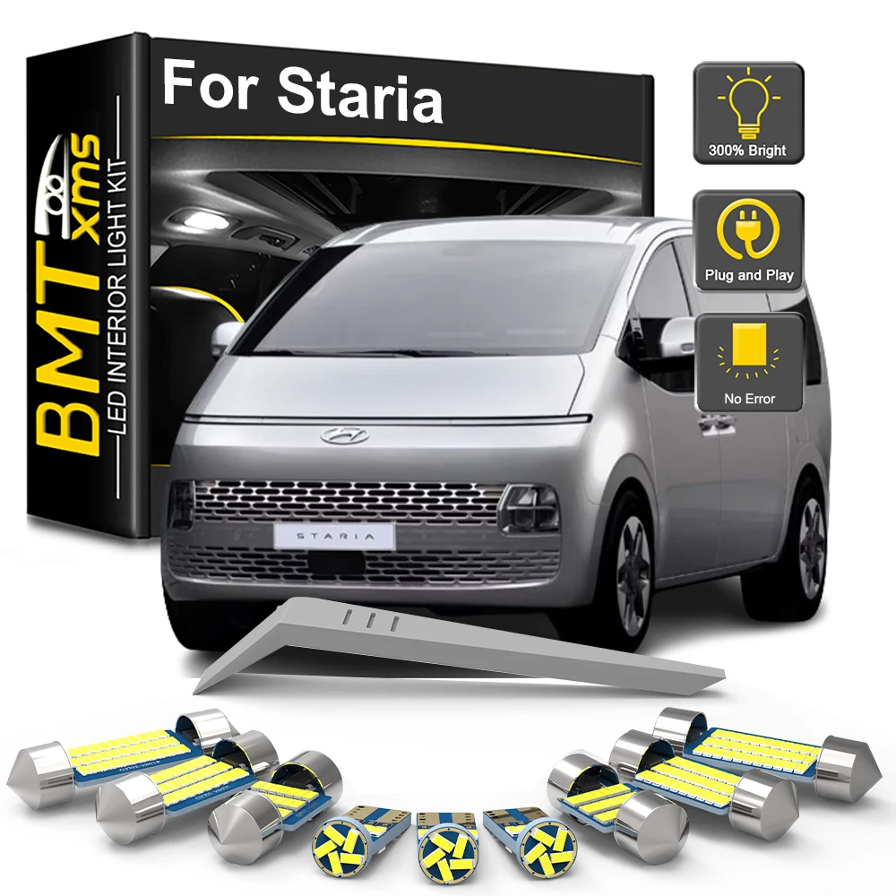 BMTxms 10Pcs For Hyundai Staria 2021 2022 2023 Car LED Interior Light Kit Canbus Vanity Mirror Sunvisor Door License Plate Lamp