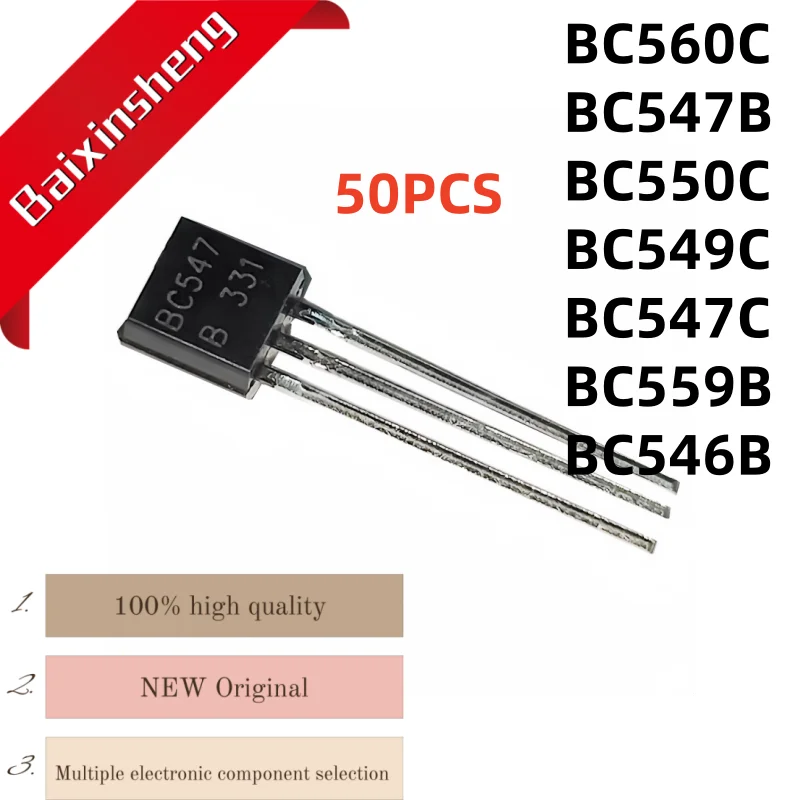 BC547B,50PCS NOVO BC547 BC550C BC550 BC547C BC547 BC549C BC549 BC559B BC559 BC560C BC560 BC546B BC546 TO-92 Transistor de baixa potência