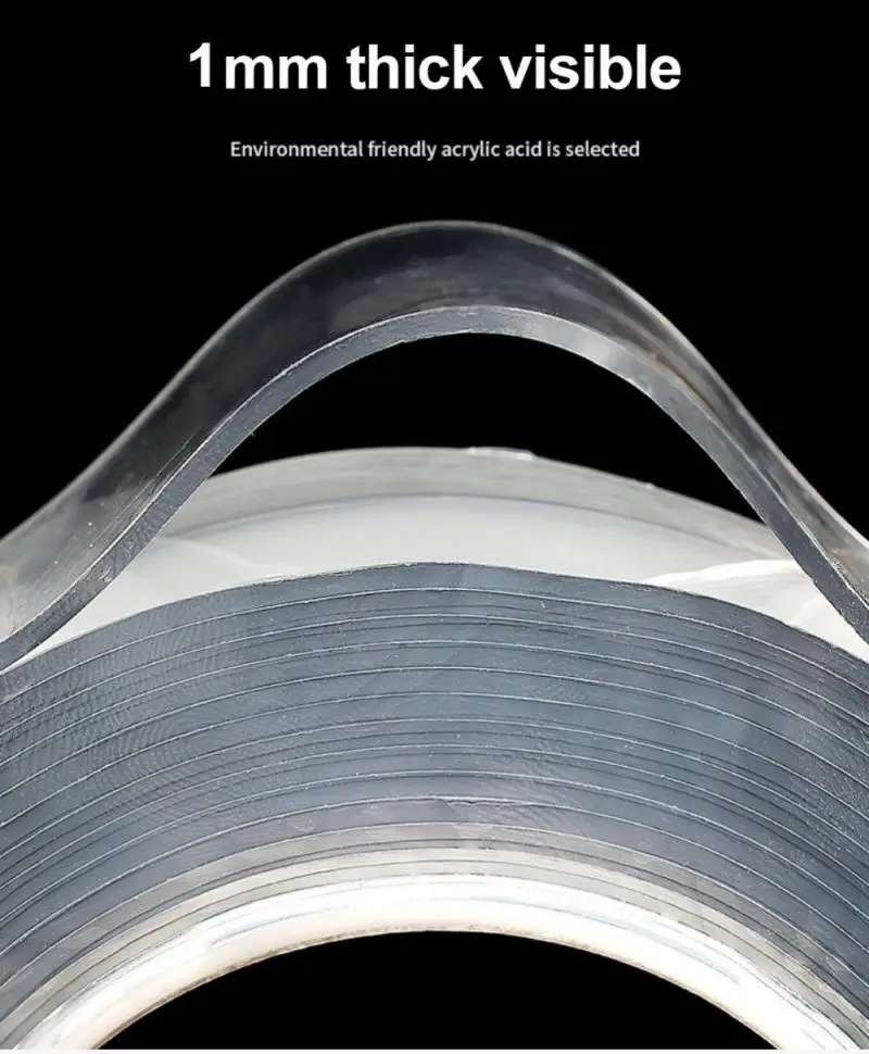 1/2/3/5m Nano Tape Double-Sided Adhesive Tape Traceless Reusable Waterproof Tape For Bathroom Kitchen Sink Tap Gel Sticker