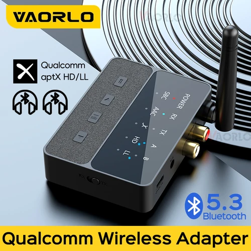 VAORLO Qualcomm Bluetooth 5,3 transmisor receptor aptX HD/LL baja latencia 3,5mm AUX RCA Jack adaptador de Audio inalámbrico para PC TV