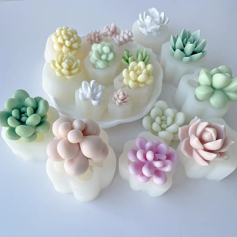 3D Candle Silicone Mold DIY Aromatic Plaster Succulent Mold Creative Handmade Potted Plant Making Mold Valentine\'s Day Gifts