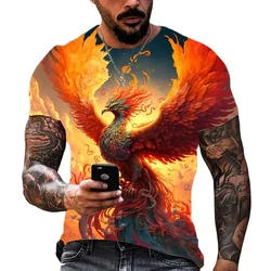 Anime Cartoon Phoenix 3D Print splendida maglietta Casual a maniche corte con scollo tondo e personalità all'avanguardia estiva da uomo e da donna