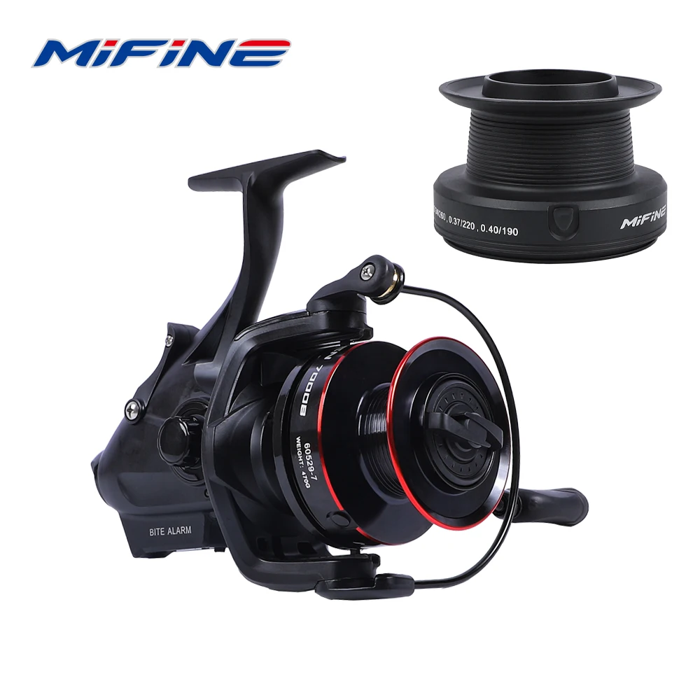 

MIFINE BUNSEN Spinning Fishing Reel with Fish Bite Alarm Indication 6000 7000 Back Front Daul Drag 10KG 6+1BB 4.7:1 Carp Fishing