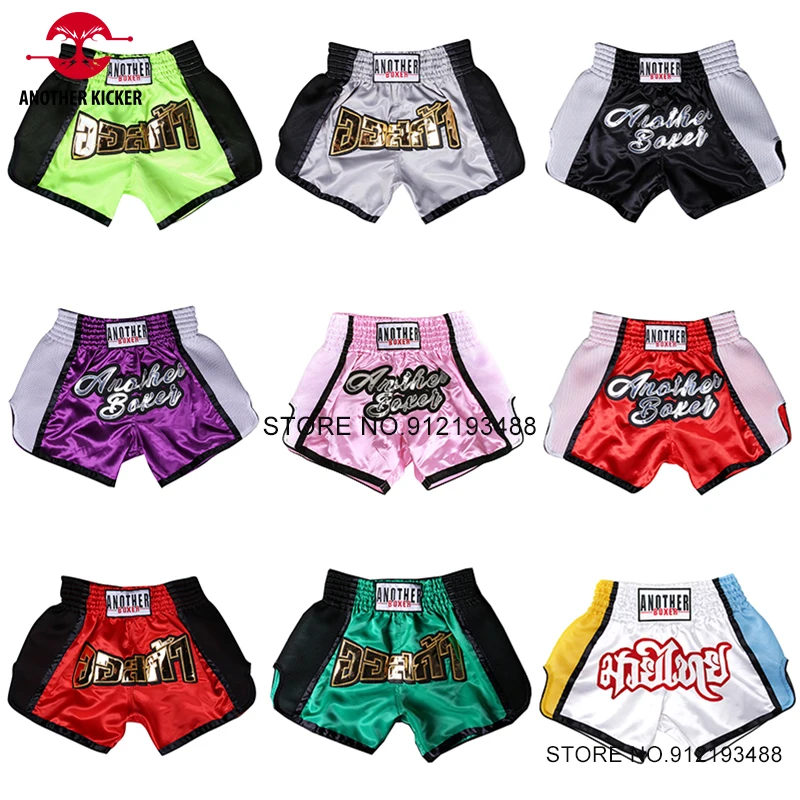 Spodenki Muay Thai oddychające spodenki bokserskie mężczyźni kobiety dziecko boczne cięcie walka spodnie Kickboxing satynowe ubrania treningowe do sztuk walki