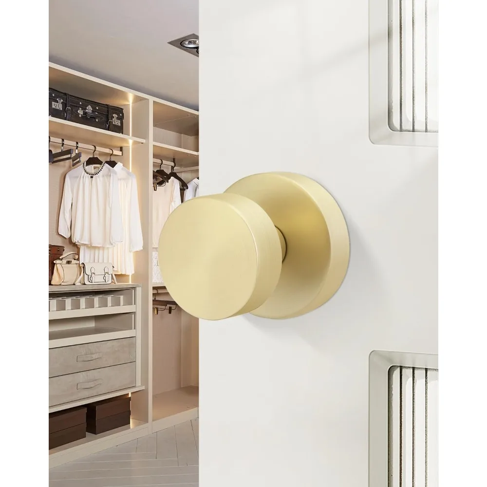 مقابض أبواب داخلية ذهبية مصقولة - مقابض مرور شديدة التحمل للممر والخزانة، سبائك الزنك، غير قابلة للقفل