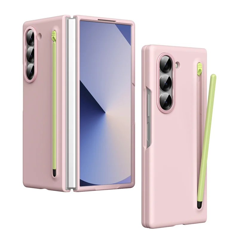 

With Pen Slot Case for Samsung Z Fold 6 5 3 4 Skin Feel Steel film Shockproof Holder Hard PC Protection Shell For Galaxy Z Fold6