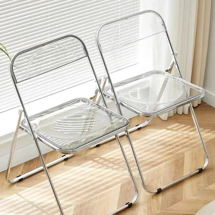 

Акриловый складной обеденный стул, прозрачный INS стиль, простой стул для макияжа для домашнего магазина одежды, фото