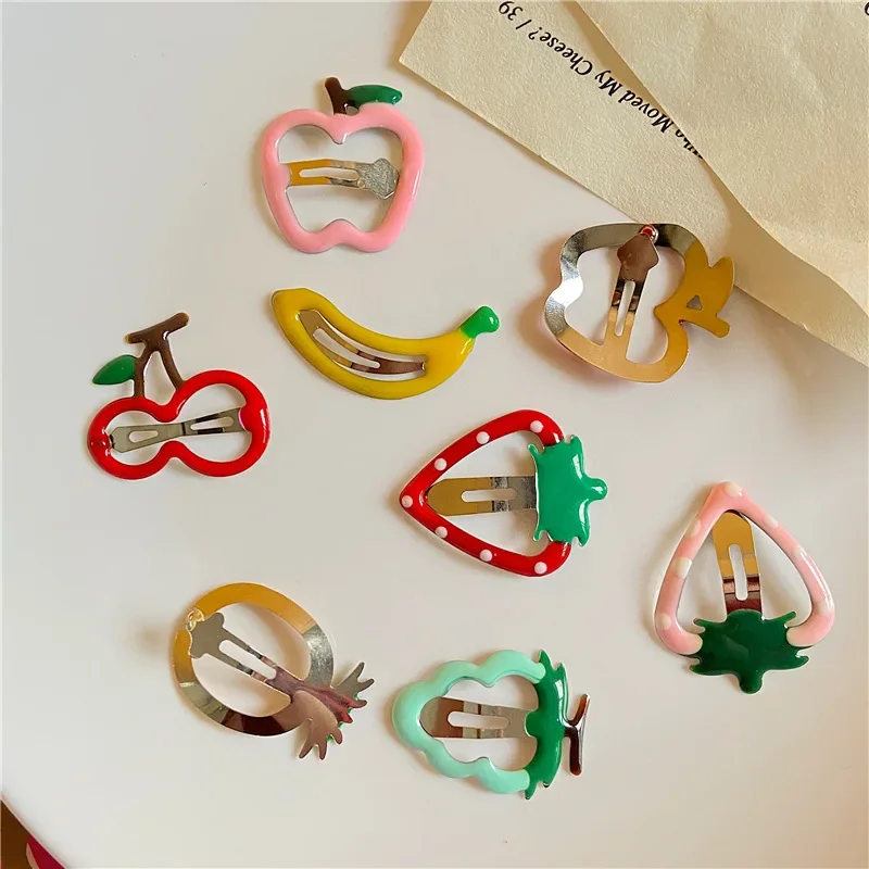 5pcs Cute Fruit Hairpins for Girl Interesting Apple Banana Strawberry Decorative Hair Clips Children Headwear