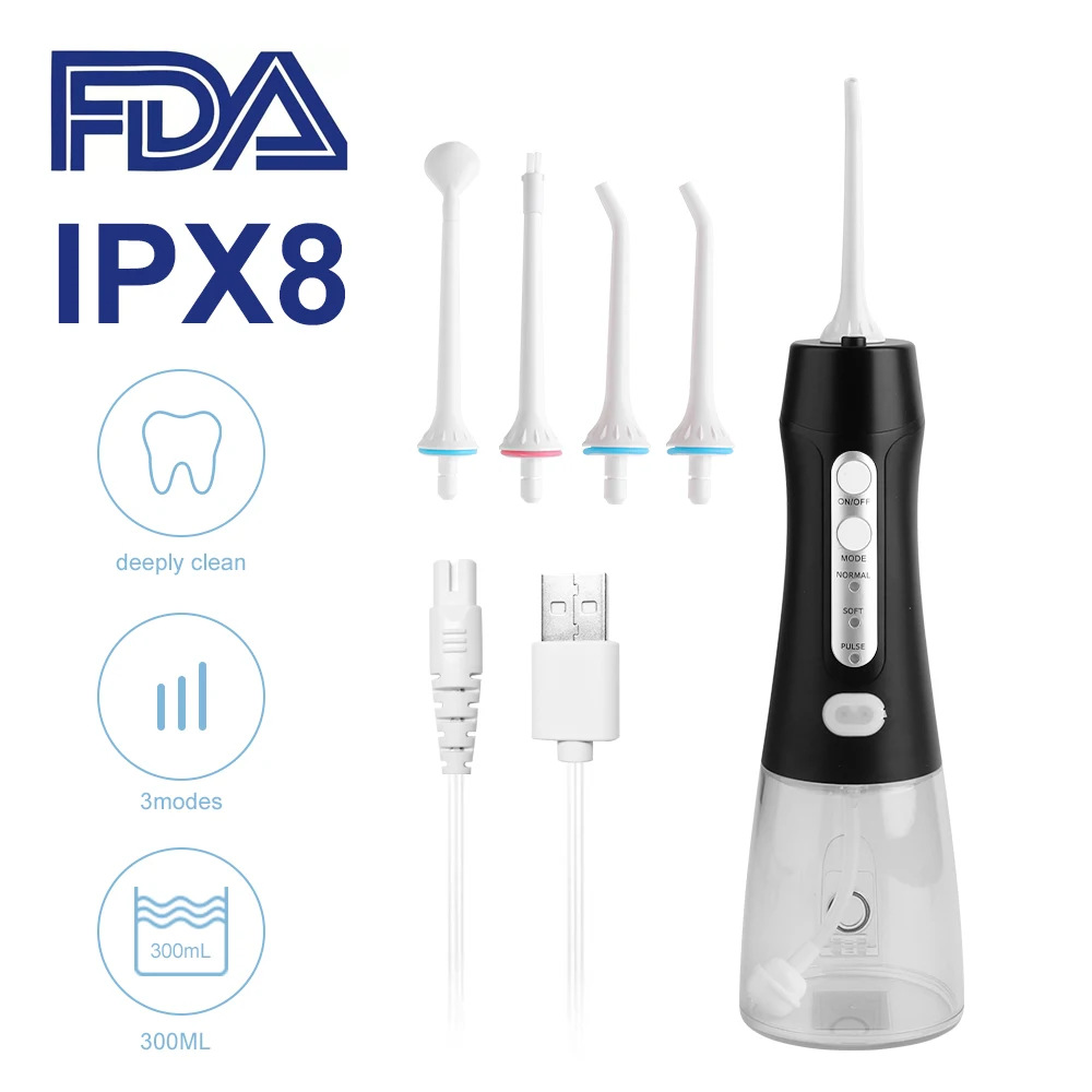 High-Power Water Flosser: 4 Modes, Gentle on Gums, Removes Plaque & Food Particles, Waterproof Cordless Oral Irrigator Rechargea