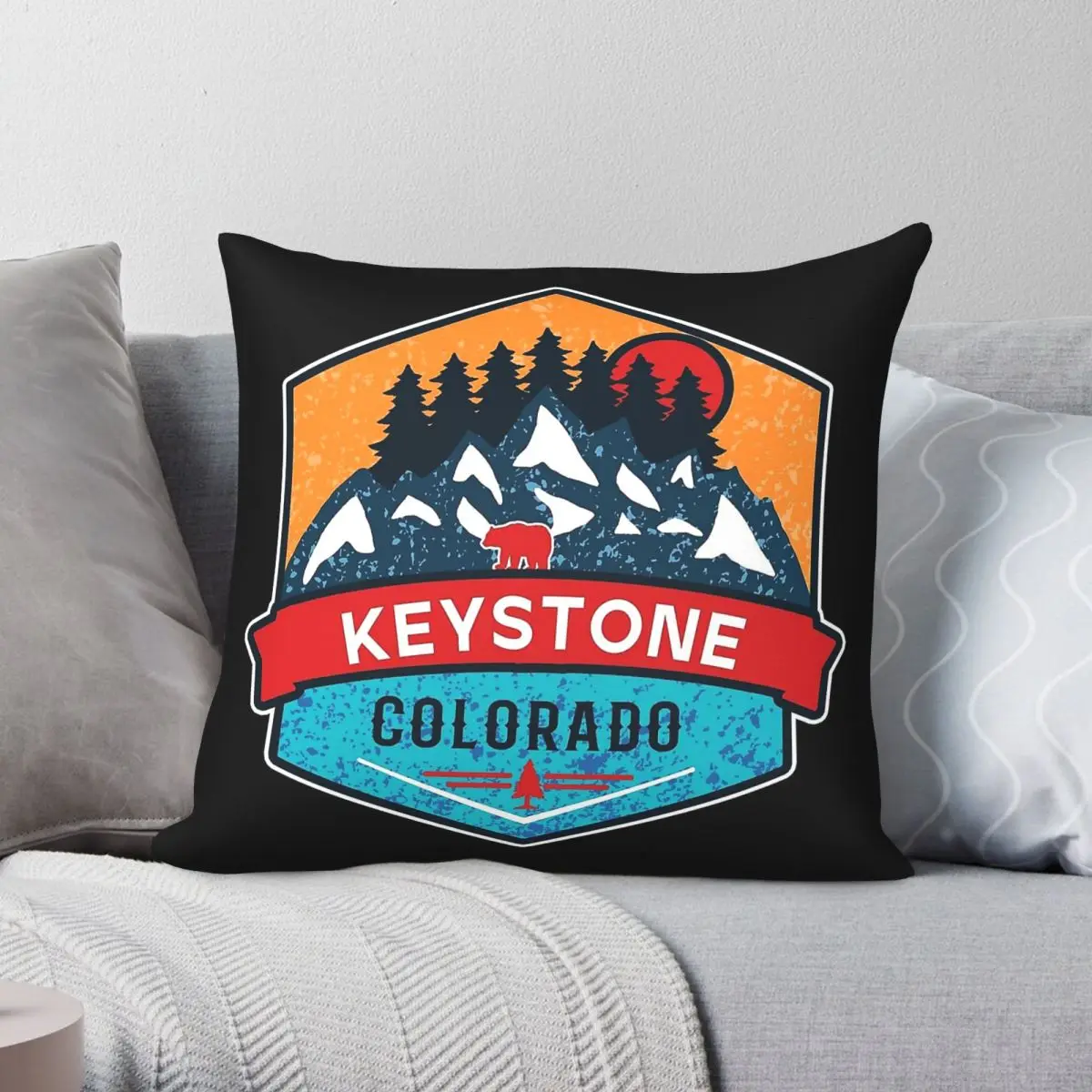 Keystone Colorado Square Pillowcase Polyester Linen Velvet Pattern Zip Decorative Throw Pillow Case Car Cushion Cover Wholesale
