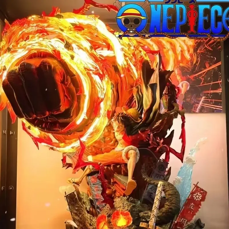 One Piece Gk Anime Figure Luffy With Led Toys Gear 3 Figurine Red Roc Pvc Statue Collectible Model Decoration Birthday Gift - view 6